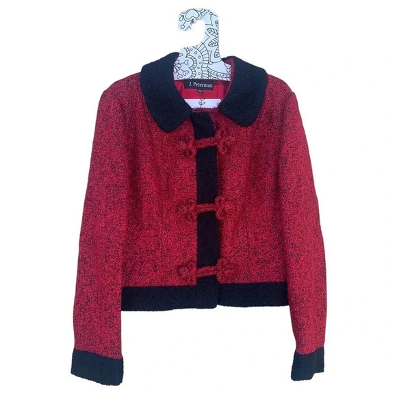 Vintage J. Peterman Tweed Jacket with Knotted Fasteners Size 14 - Picture 1 of 8